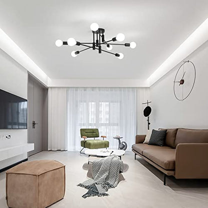 Garwarm Sputnik Ceiling Light Fixture, 8-Light Black Sputnik Chandelier - color: 8-Lights,Black-2