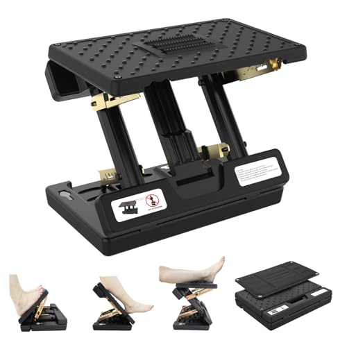 Foot Rest for Under Desk at Work, 4-Adjustable, Detachable Pad, Ergonomic - color: Hard Padded- Black