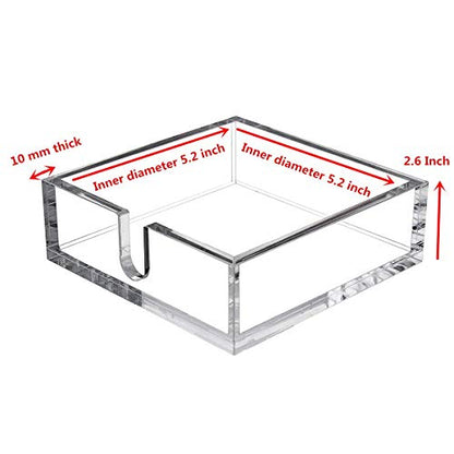 IEEK Acrylic Cocktail Paper Napkin Holder,Decorative Clear Cocktail Napkin Caddy Beverage Napkin holder,Pack of 1 - size: 5.2x5.2x2.5 Inch Cocktail Napkin Holder