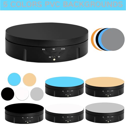 JAYEGT Motorized Rotating Display Stand, 5.74inch /22lbs Load, 360 Degree Electronic Turntable Display Stand for Photography Products Shows , Jewelry, with 5 Colors Backgrounds (Black/Remote Control) - color: Black