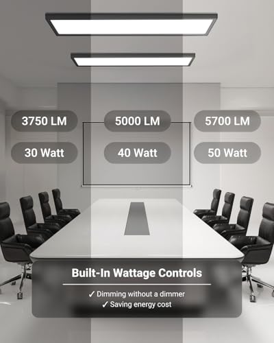 Sunco 12 Pack 1x4 LED Flat Panel Lights, 3CCT Selectable, 30-46W, Dimmable - size: 1x4 - Black