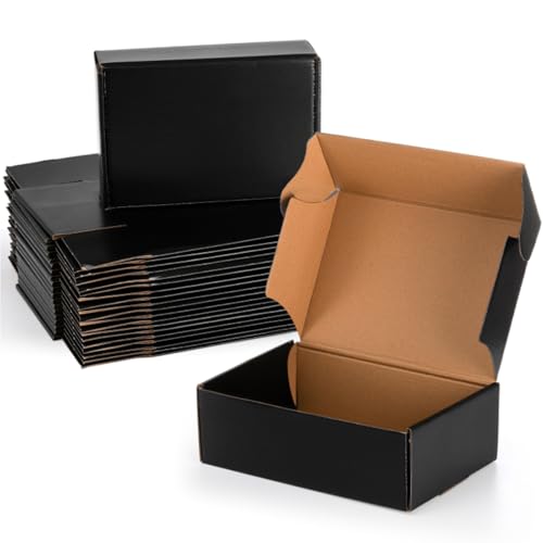 Dicunoy 30 Pack CardBoard Boxes, 9 x 6 x 3 Inches Small Shipping Boxes, Black Corrugated Cardboard Box for Mailing Packing Literature Mailer, Packaging Boxes for Gift, Small Business
