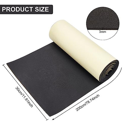 BENECREAT 3mm Black Self-Adhesive Eva Foam Roll, 78.7x11.8 Inch - color: Black - 3mm Thick, size: 3mm Thick