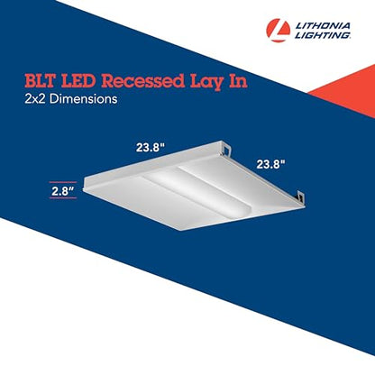 Lithonia Lighting 2x2 LED Troffer Light, BLT Series Low Profile LED Drop in Ceiling Light for Dropped Ceiling with Curved Ribbed Diffuser, 3300 Lumens, 3500K Neutral White - color: 3500K, size: 2 ft x 2 ft, style: Standard