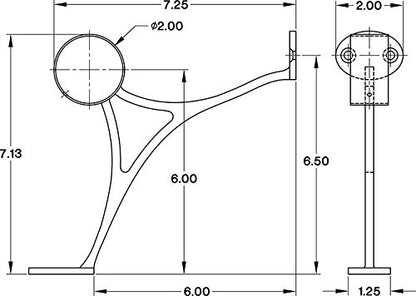 17 ft Stainless Steel Bar Foot Rail Kit, 2" OD 304 Stainless Tubing Set with Combination Brackets, End Caps & Internal Connector, Matte Black Finish Heavy Duty Footrest for Home Bar, Pub & Restaurant - size: 17 ft (68 in x 3), style: Domed End Cap