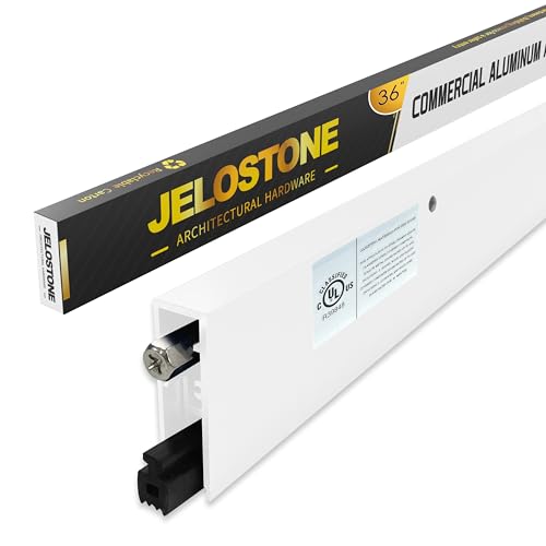 Commercial Automatic Door Bottom, White Powder Coated, 5/8‘’W x 36''L x 1-7/8‘’H, Aluminum Automatic Door Bottom, Surface Applied or Semi-Mortise, with Neoprene Insert, JS-4131RL - color: White Powder Coated, size: 36''