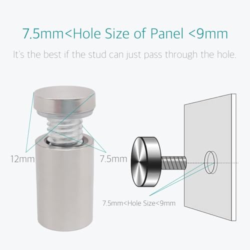1/2 x 1-5/8 Inch Standoff Screws for Acrylic - Lantee Stainless Steel Glass Sign Standoff Mounts Hardware Bolts (12 x 40mm, 12 Pcs) - color: Silver, size: 1/2" x 1-5/8" / 12 x 40mm