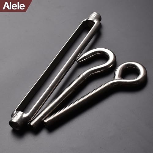 M12 Turnbuckle,2 Pack Thread Stainless Steel Hook & Eye,Alele Stainless Steel 304 Turnbuckle Heavy Duty Wire Rope Tension (M12 Turnbuckle) - size: M12 Turnbuckle-2p