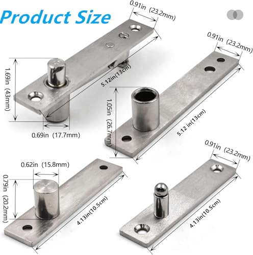 Door Pivot Hinges Heavy Duty for Wood Doors, 360 Degree Hidden Door Hinge for Secret Door,Stainless Steel Invisible Door Pivot Hinge for Bookshelf