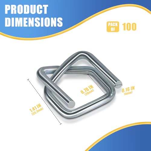 Heavy Duty Galvanized Wire Buckle for 3/4" Width Cord Strapping (Pack of 100)-Wire Buckles with Galvanized Coating - size: 3/4" Galvanized, style: 100 Pack