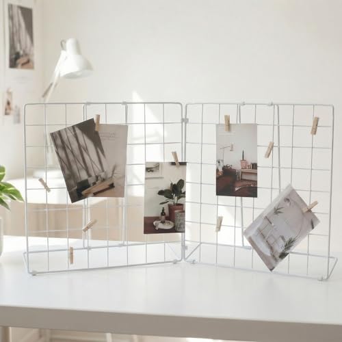 Double-Sided Foldable Desktop Photo Display Board White - color: White