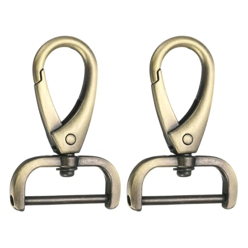 HARFINGTON 2Pcs Detachable Snap Hook Swivel Clasp 1" D Ring with Swivel Lobster Claw Clasps Hook for Purse Strap Keychain Bag DIY Craft, Brass - color: Brass, size: 1"