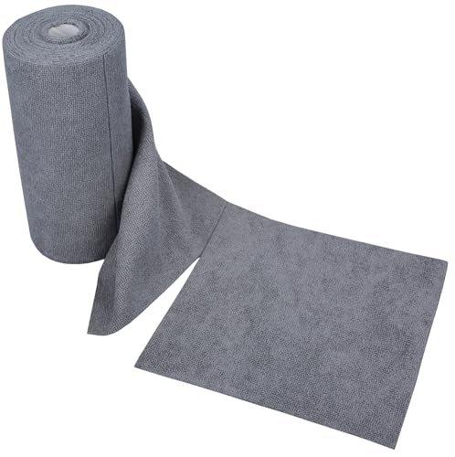 Microfiber Cleaning Cloths Roll 50-Pack Reusable Paper Towels for Car Wash Supplies Ultra Absorbent Kitchen Dish Rags House Window Cleaning Cloths Lint Free Tear Away (Dark Gray) - color: Dark Gray