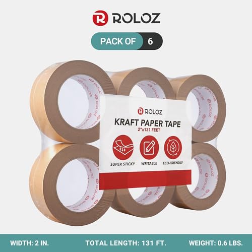 Brown Kraft Paper Packing Tape 6-Pack 2in x 44 yd – Strong Adhesive - size: 6-Pack