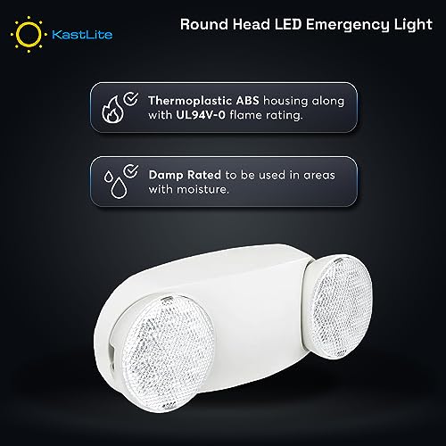 KASTLITE Commercial LED Emergency Light, Round Lens Style, 6-Pack - color: WHITE - ROUND, size: 6 Pack