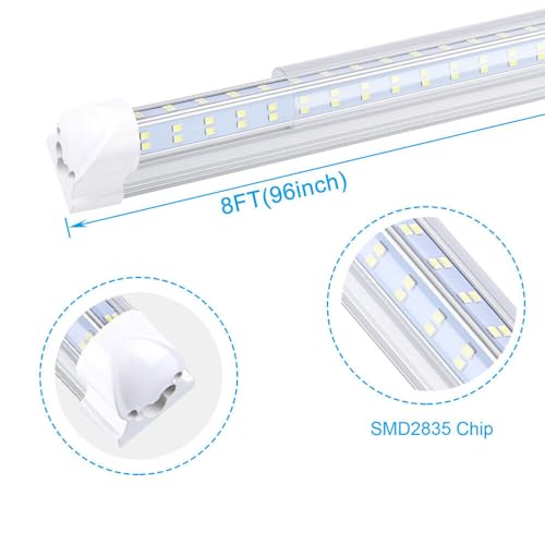 T8 LED Light Tube, 4FT 60W, 6500Lm, 6500K Cool White Clear Cover, 4FT Tube Light,Linkable Integrated Fixture,T8 LED Shop Light for Garage,Warehouse,25PCS - size: 4FT 25PCS Clear Cover