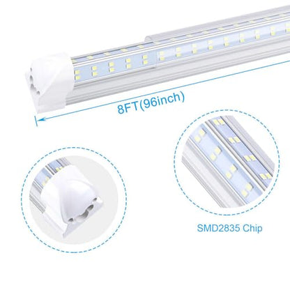 T8 LED Light Tube, 4FT 60W, 6500Lm, 6500K Cool White Clear Cover, 4FT Tube Light,Linkable Integrated Fixture,T8 LED Shop Light for Garage,Warehouse,25PCS - size: 4FT 25PCS Clear Cover