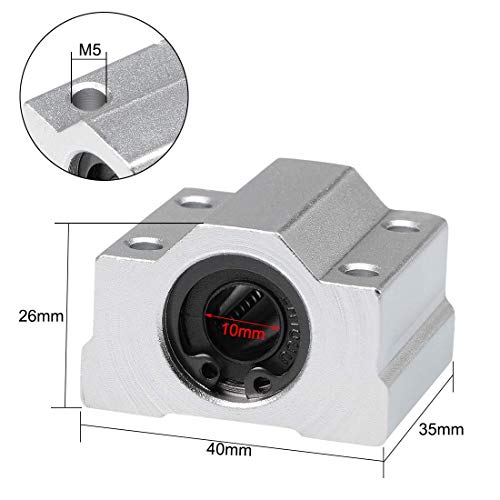 Linear Motion Ball Bearing Slide Block, SCS10UU 10mm Pillow Block Closed Linear Bearing Aluminum Bushing Linear Rail Support Guide Shaft Bearing for CNC 3D Printer Parts 4 Pack - size: 10mm