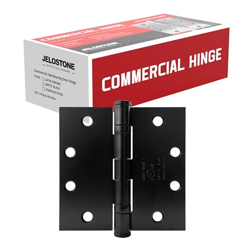 3 Pack - 4.5'' x 4.5'' Commercial Grade Ball Bearing Door Hinge, Non-Removable Pin, UL Listed & 3 Hour Fire Rated, Full Mortise, JS-5BB1 (Matte Black) - color: Matte Black