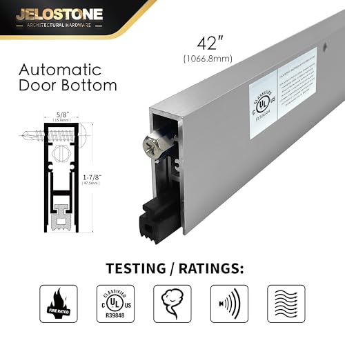 42'' Commercial Automatic Door Bottom, Clear Anodized, 5/8''W x 42''L x 1-7/8''H, Aluminum Automatic Door Bottom, Surface Applied or Semi-Mortise, with Neoprene Insert, JS-4131RL - color: Clear Anodized, size: 42''
