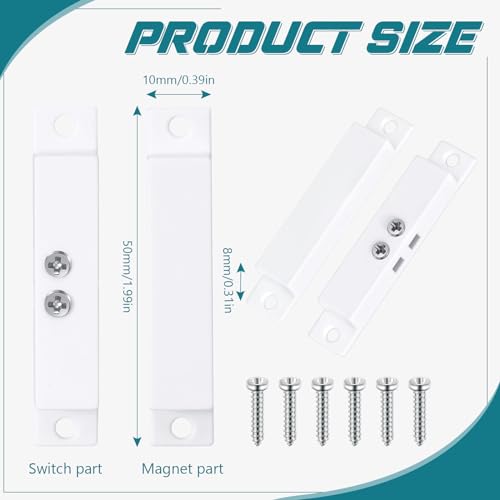 Tellegloww 20 Sets Nc Wired Door Sensor Alarm Magnetic Contact Sensor