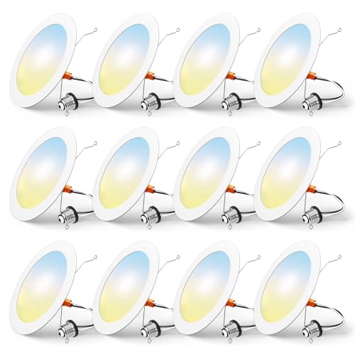 FREELICHT 12 Pack Retrofit LED Recessed Lighting 6 Inch, 5CCT, White - color: White, size: 6 Inch