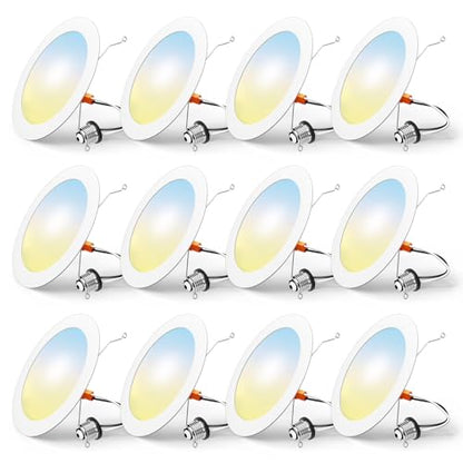 FREELICHT 12 Pack Retrofit LED Recessed Lighting 6 Inch, 5CCT, White - color: White, size: 6 Inch