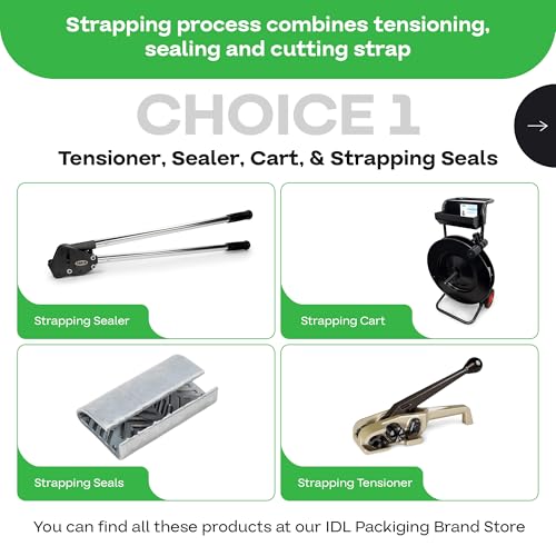 IDL Packaging 1/2" x .028" x 200' Mini Polyester (PET) Strapping Coil, 760 lbs Breaking Strength, Black - UV, Water and Rust Resistance - Flexible and Strong Packaging Banding - size: 1/2W" x 200L' (760 lbs BS)