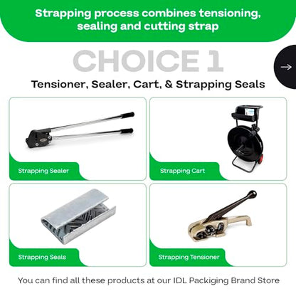 IDL Packaging 1/2" x .028" x 200' Mini Polyester (PET) Strapping Coil, 760 lbs Breaking Strength, Black - UV, Water and Rust Resistance - Flexible and Strong Packaging Banding - size: 1/2W" x 200L' (760 lbs BS)