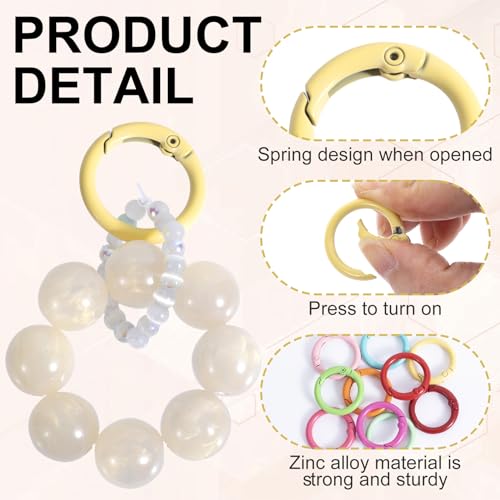 HINZIC Metal Spring O Rings, Round Colorful Keychain Snap Clip - color: mixed color,20pcs,25mm