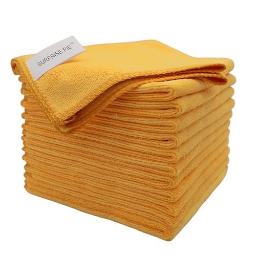 Premium 400 GSM Microfiber Cleaning Cloths, 12 Pack Ultra Absorbent Lint-Free Cleaning Rags & Towels for Car Detailing, Kitchen, Glass & Household Cleaning, Reusable Washable 12" x 12" - color: Orange