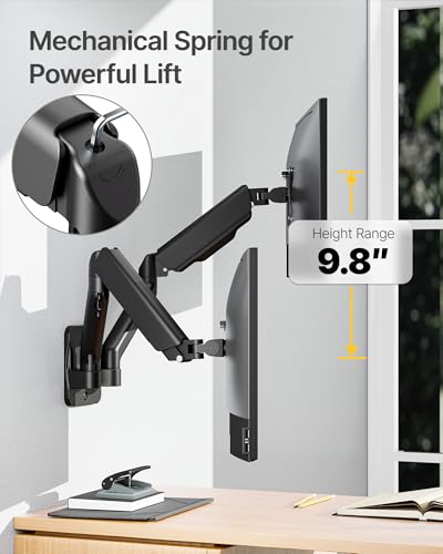monTEK Dual Monitor Wall Mount, Full Motion Spring Arm for 17-32" Screen - style: Dual Arms