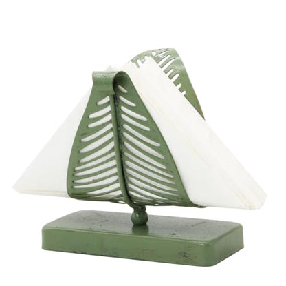 OwlGift Freestanding Modern Napkin Holder with Leaf Design, Tabletop Tissue Dispenser, Napkin Storage Organizer – Rustic Green - color: Rustic Green