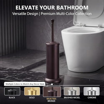 Stainless Steel Toilet Bowl Brush and Holder Set for Bathroom Long Handle - color: Bronze