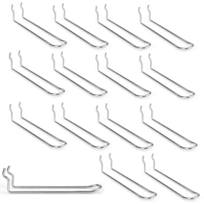 Pegboard Dual-arm Hooks 16pcs Heavy Duty Tool Hanging Holders (Silver, 6") - color: Silver, size: 6 Inch