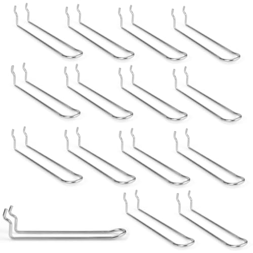 Pegboard Dual-arm Hooks 16pcs Heavy Duty Tool Hanging Holders (Silver, 6") - color: Silver, size: 6 Inch