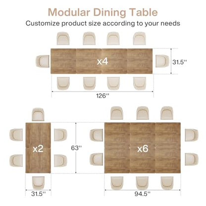 Tribesigns Square Dining Table Set of 6, 31.5" Farmhouse Dinner Table with Metal Base, Wood Kitchen Table for Dining Room, Small Space, Apartment, Rustic Brown & Black (Chairs are not Included) - color: Natural, size: Square-6PCS