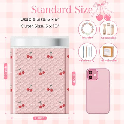 METRONIC Cute Bubble Mailers 6x10 Inch 100 Pack Cherry Pink Padded Mailers - color: Cherry, size: 6x10" 100PC