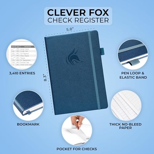 Clever Fox Check Register Book, Checkbook Ledger, 5.8x8.3 Mystic Blue - color: Mystic Blue, size: A5 (5.8'' x 8.3'')
