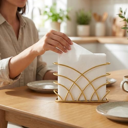 Napkin Holder for Table, Gold Iron Upright Paper Dispenser Caddy - color: R - Luncheon Napkin Holder - Matt Gold, size: Luncheon Napkin Holder