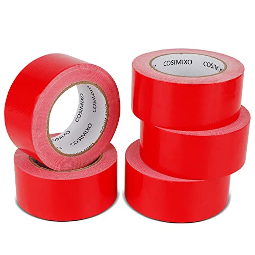 COSIMIXO 5-Pack Red Heavy Duty Duct Tape, 2 inches x 30 Yards, Strong, Flexible, No Residue, All-Weather and Tear by Hand - Bulk Value for Repairs, Industrial, Professional Use - color: Red, size: 5-Pack 2" x 30yds