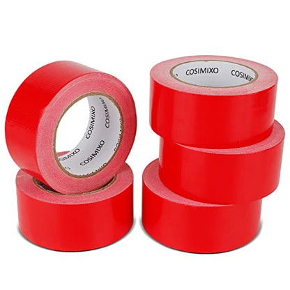 COSIMIXO 5-Pack Red Heavy Duty Duct Tape, 2 inches x 30 Yards, Strong, Flexible, No Residue, All-Weather and Tear by Hand - Bulk Value for Repairs, Industrial, Professional Use - color: Red, size: 5-Pack 2" x 30yds