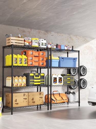 Golpart 4Tier Adjustable Storage Shelves Metal Wire Shelving Standing Shelf - color: Black, size: 4-tier-18"Dx46"Wx59"H
