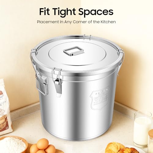 48L/12.68 Gal Stainless Steel Food Storage Container with Lid - size: 12.68 gal