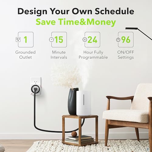 BN-LINK Heavy Duty Mechanical Timer, 24-Hour Indoor Outlet Timer, 3-Prong - size: 3-Prong, 1-Pack, 1 Outlet, Heavy Duty