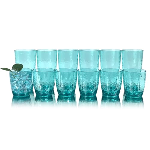 15-Ounce Plastic Tumblers (Set of 6), Reusable Plastic Mugs, BPA-Free Acrylic to Drink Mugs, Shatter Resistant, Textured Interior, Dishwasher Safe (Cyan, 15 Ounce) - color: Cyan, size: 15 Ounce