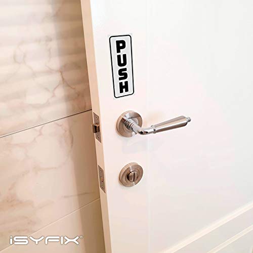 iSYFIX Push Pull Stickers Sign, 2x5 Inch, White/Black, 2 Pack - color: White / Black, size: Vertical 2x5