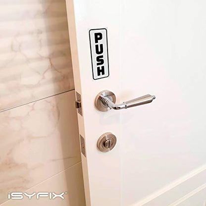 iSYFIX Push Pull Stickers Sign, 2x5 Inch, White/Black, 2 Pack - color: White / Black, size: Vertical 2x5