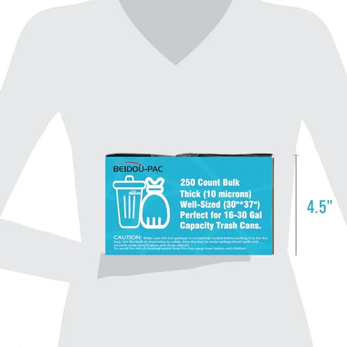 BEIDOU-PAC 16-18-20-30 Gallon Trash Bags, 250 Count Bulk, Clear Plastic Recycling Bags, Multi-purpose Garbage Bags Can Liners for Business Home Kitchen Commercial and Industrial - style: 16-30 Gallon |250 Count