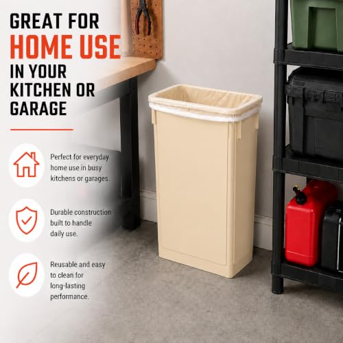 23 Gallon Slim Jim Rectangular Beige Trash Can | 3 Pack - color: Beige